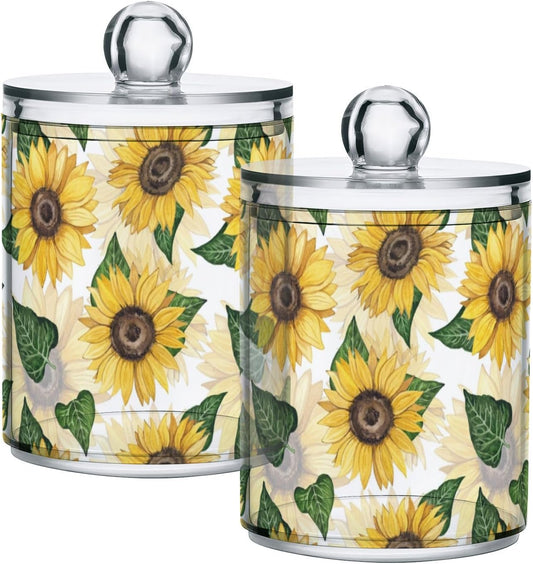 Sunflower 2PC Airtight Transparent Plastic Storage Jar, Food Storage Container Glass, Can Store Candy, Salt, Coffee Beans, With lid, Easy To Use
