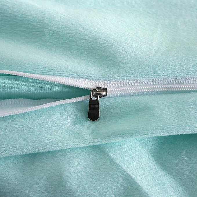 Faux Fur Velvet Fluffy Bedding Duvet Cover Set Down Comforter Quilt Cover with Pillow Shams, Ultra Soft Warm (Queen, Aqua)