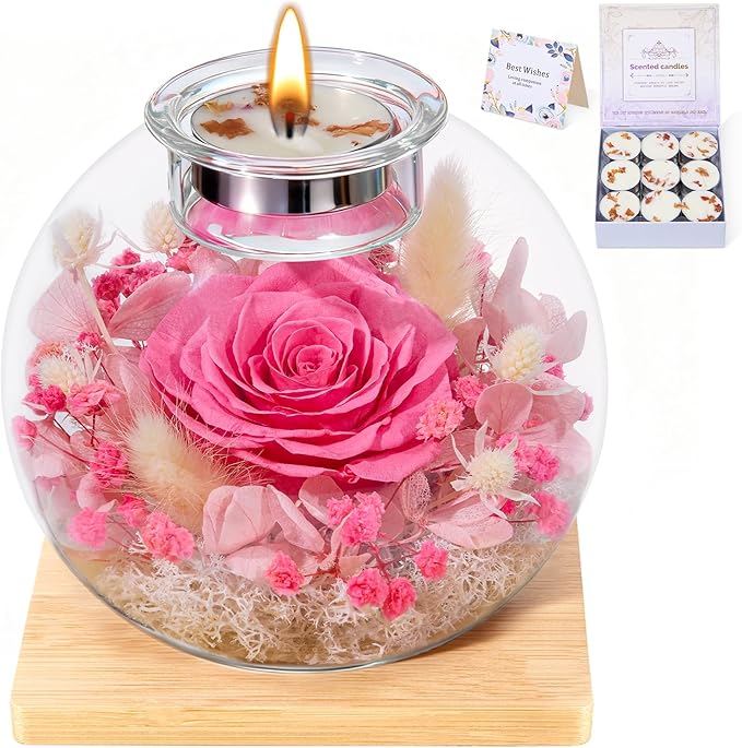 Mothers Day Rose Gifts for Mom Birthday Gift for Women Preserved Rose in Glass with 2 Fragrances Eternal Purple Roses Forever Flowers for Delivery Mothers Day Flower Gifts for Mom Grandma Wife Sister