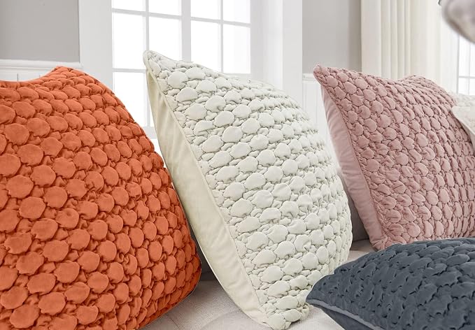 Throw Pillow Cover 18x18 1 Piece Velvet Square Pillowcase Soft Skin-Friendly Thickened Decorative Farmhouse Cushion Covers Soft Bubble Texture for Couch Sofa Bedroom Living Room,Rust