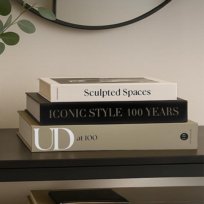 Aesthetic Decorative Books Set of 3 Designer Faux Books for Decoration to Enhance Mid Century Coffee Table Decor Bookshelf Mantle Shelf Console Table Entryway Décor Minimalist Fake Book Storage Box