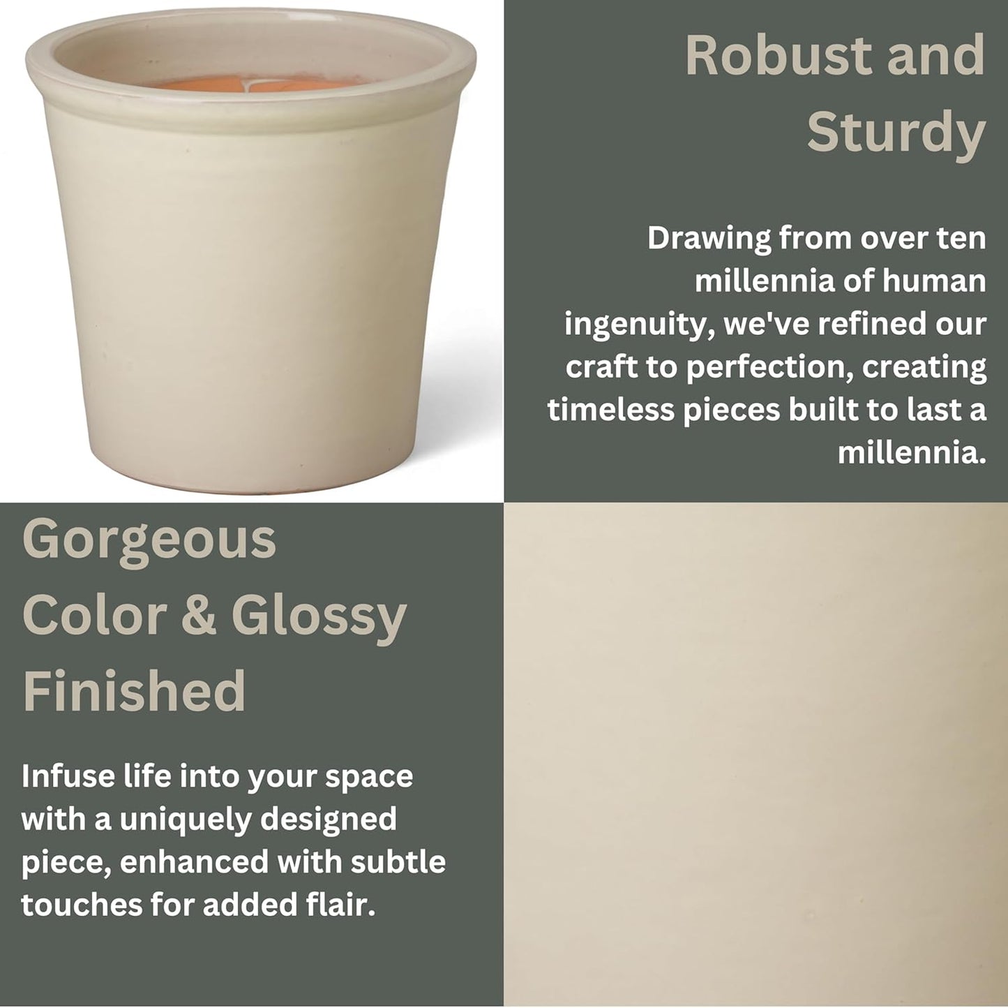 Emissary Round Stoneware Planter (Parent SKU 12012) (Cream, 16" D x 15" H)