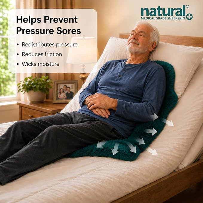 Natural Sheepskin for Bed Sores and Skin Irritation | Hastings 100% Real Medical Sheepskins with Non-Slip Back for Pain Relief and Discomfort, Wool Seat Pad, Emerald, 2 ft x 3 ft.