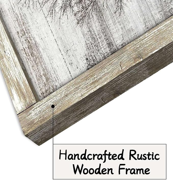 Barn Framed Wall Art Farmhouse: Rustic Farm Wood Picture Decor Large Windmill Country Scene Painting Horizontal Nature Landscape Artwork Panoramic Countryside View Print for Home Living Room Bedroom