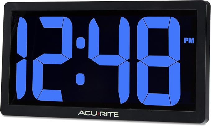 AcuRite 75111M 10-inch LED Digital Clock with Auto Dimming Brightness, Blue