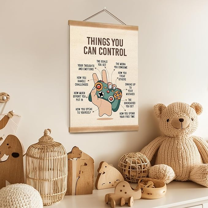 ZTGDA Positive Affirmation Poster,Things You Can Control Poster,Mental Health Gaming Wall Art, Positive Motivational Canvas for Teen Room, Counseling Office, Therapy, or Classroom Decor(Control)