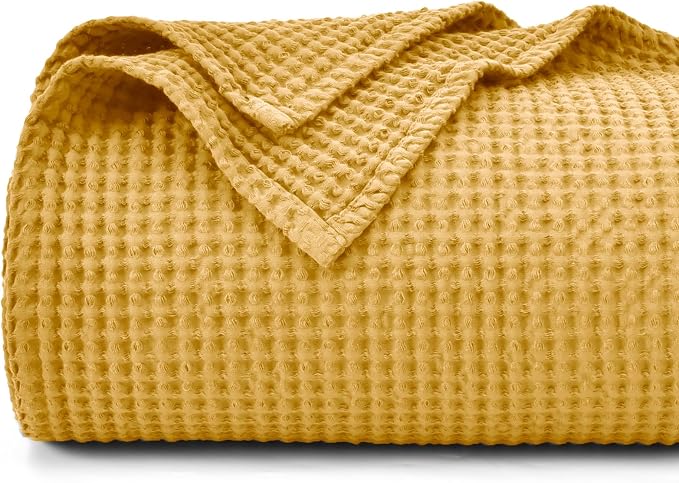 PHF 100% Cotton Waffle Weave Blanket 30"*40", Lightweight Breathable Moisture-Wicking for Spring Summer, Snag Proof Machine Washable, Home Decor Gift - Ginger