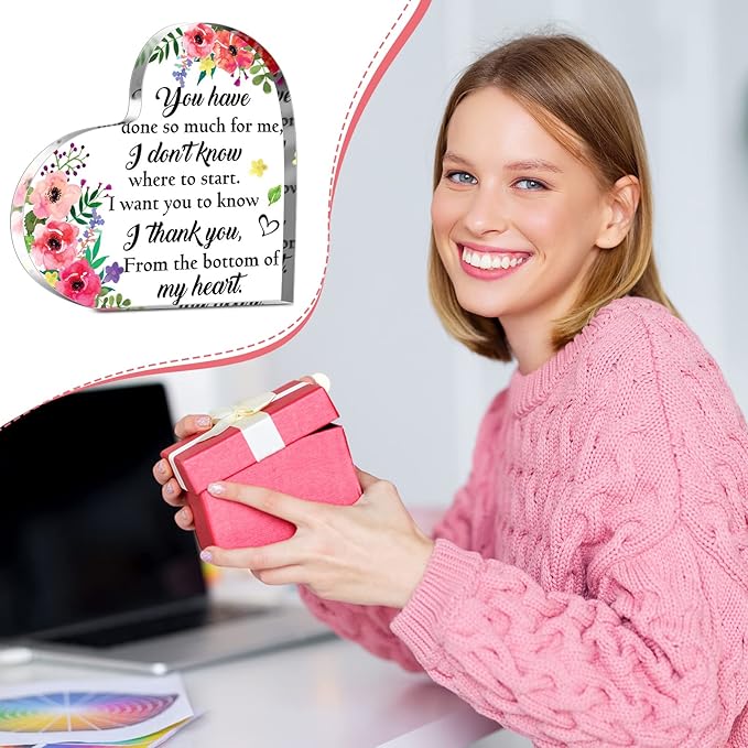 Yinder Thank You Gifts for Women Appreciation Gifts for Coworker Employee Nurse Teacher Leader Boss Inspirational Quotes Acrylic Desk Decor for Home Office Farewell Retirement