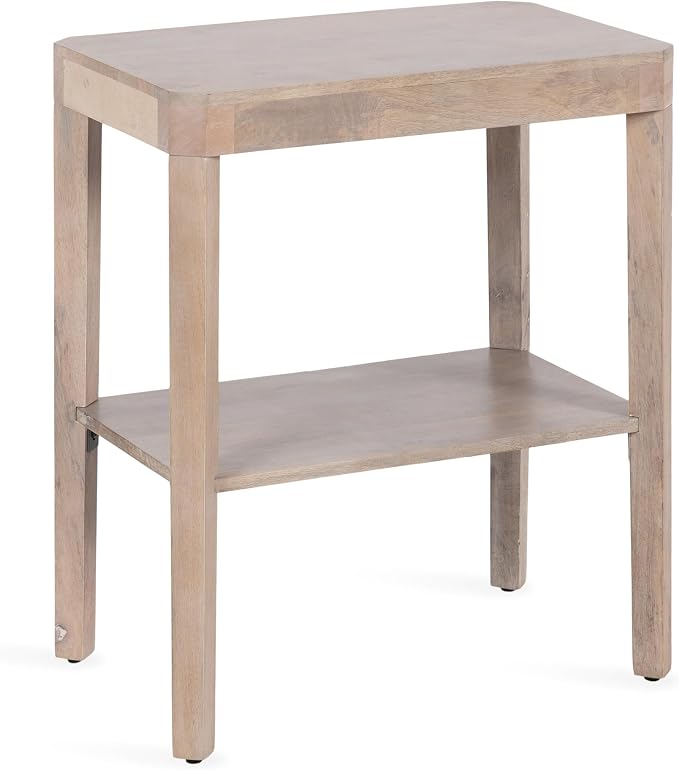 Kate and Laurel Talcott Modern Rectangle Wood Side Table; 22 x 14 x 26; Light Natural Wood; Transitional Decorative Two-Tier End Table for Use as a Bedroom Nightstand or Living Room Accent