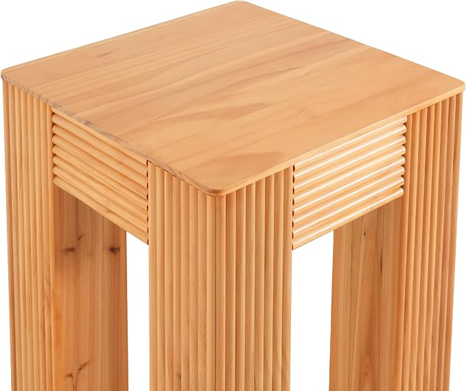 Christopher Knight Home Sadis Modern Square Side Table, Living Room Sofa End Table, Small Coffee Table with Vertical Fluted Leg, Natural