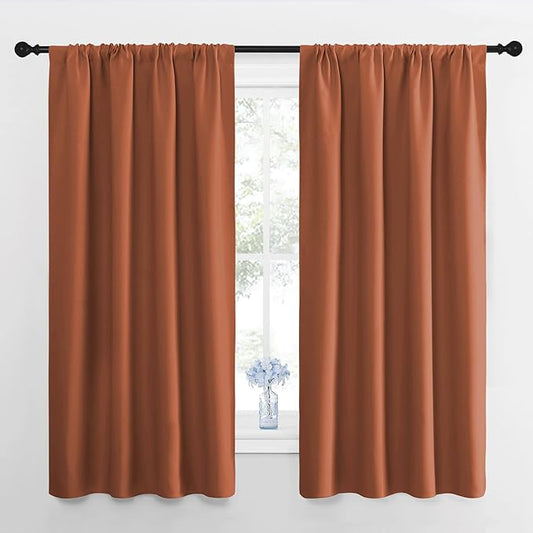 NICETOWN RV Blackout Curtains for Camper Windows, Burnt Orange, 29" Wide by 50" Long, 2 PCs, Short Blackout Curtains & Drapes, Thermal Insulated Blackout Curtain Panels for Kids Room, Play Room
