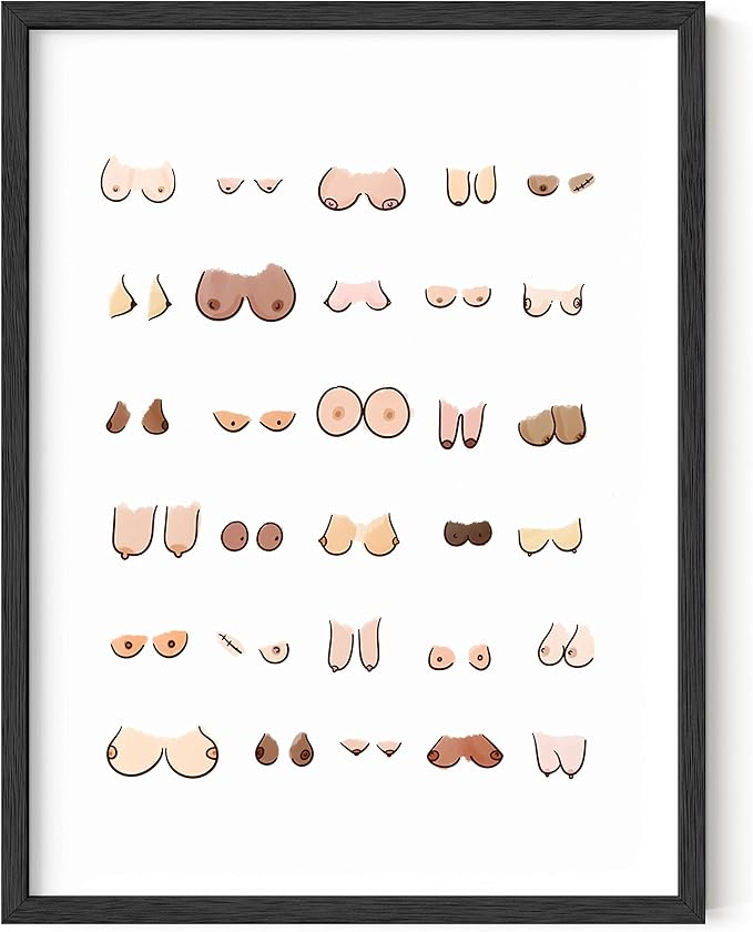 HAUS AND HUES Funny Wall Art | Funny Bathroom Signs (Boobs, 12x16 Unframed)