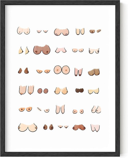HAUS AND HUES Funny Wall Art | Funny Bathroom Signs (Boobs, 12x16 Unframed)