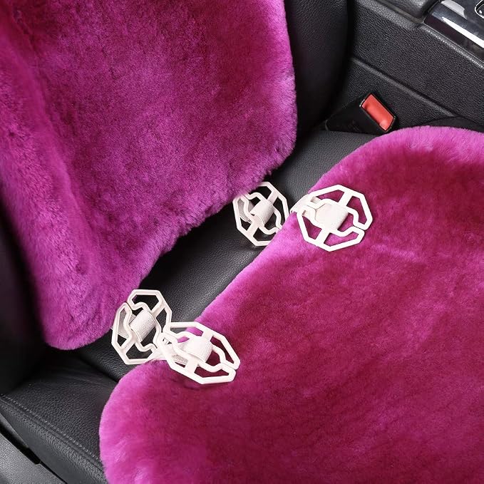OGLAND Shearling Sheepskin Car Seat Cover, Fluffy Fuzzy Soft Fur Auto Seat Cover for Universal Comy Seat Cushion Accessories Automobiles (3 Pack Front, Misty Gray)