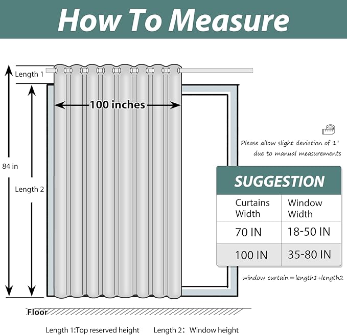 Yakamok Blackout Extra Wide Thermal Insulated Curtains, Total Shade Patio Door Curtain, Full Light Shading Sliding Door Room Divider for Space Separator Bedroom, 1 Panel, W100 x L84, Emerald Green,