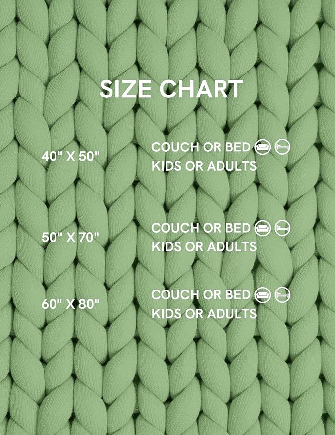 YnM Chunky Throw Blanket, Medium-Weight, Hand Knitted, Skin Friendly, Ventilated and Breathable, Machine Washable, Home Décor Piece for Couch, Sofa and Bed (Avocado Green, 50x70 Inch)
