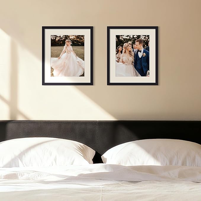 upsimples 12x14 Frame, Display Pictures 9x11 with Mat or 12x14 Without, Wall Hanging Photo Frame, Black, 1 Pack