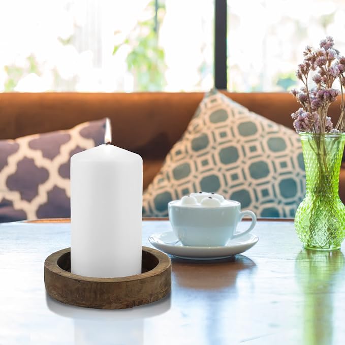Stonebriar 3 Pack Tall 3 x 6 Inch 65 Hour Long Burning Unscented White Wax Pillar Candles