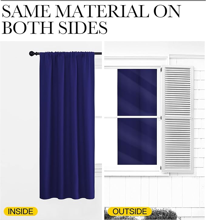 NICETOWN Blackout Curtains for Living Curtains, Navy Blue, 2 Panels, 52 by 95, Room Darkening Window Curtain Panels, Easy-Care Solid Thermal Insulated Draperies/Drapes for Daughter Room