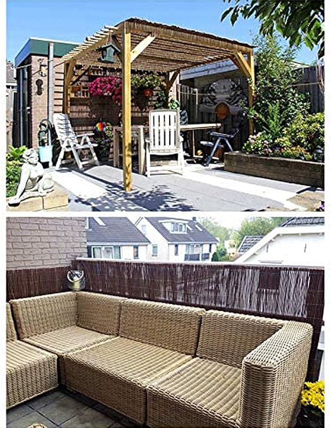 Landgarden Natural Willow Privacy Fence Screen, Wood Fence Rolls Cover for Outdoor Balcony Patio Garden Border, Eco-Friendly Willow Branches Panel, 5 Feet High x 9.8 Feet Long