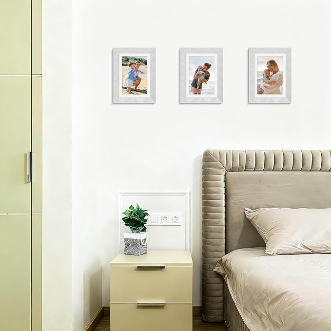 Picrit 5x7 Picture Frame Set of 12, Display 4x6 with Mat or 5x7 without Mat, Photo Frames for Wall Mounting or Table Top Display, Silver
