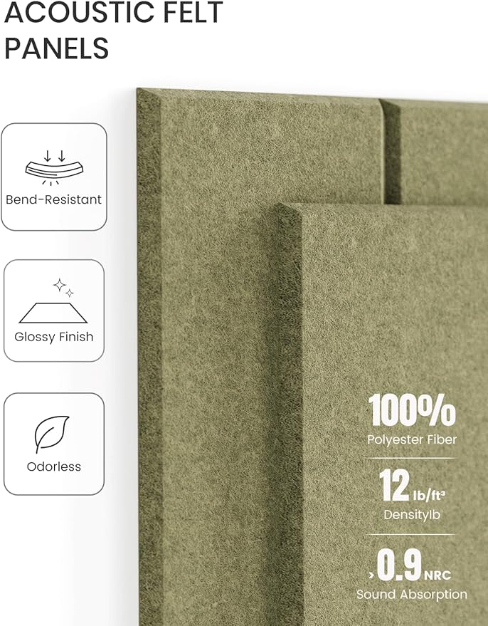 Fluxynara Large Felt Bulletin Board 48" x 36" Cork Board Alternative-12 Pack with 70 Safe Removable Adhesive Tabs, Cork Boards for Walls Cork Board for Home Office Classroom Pin Board (Olive Green)