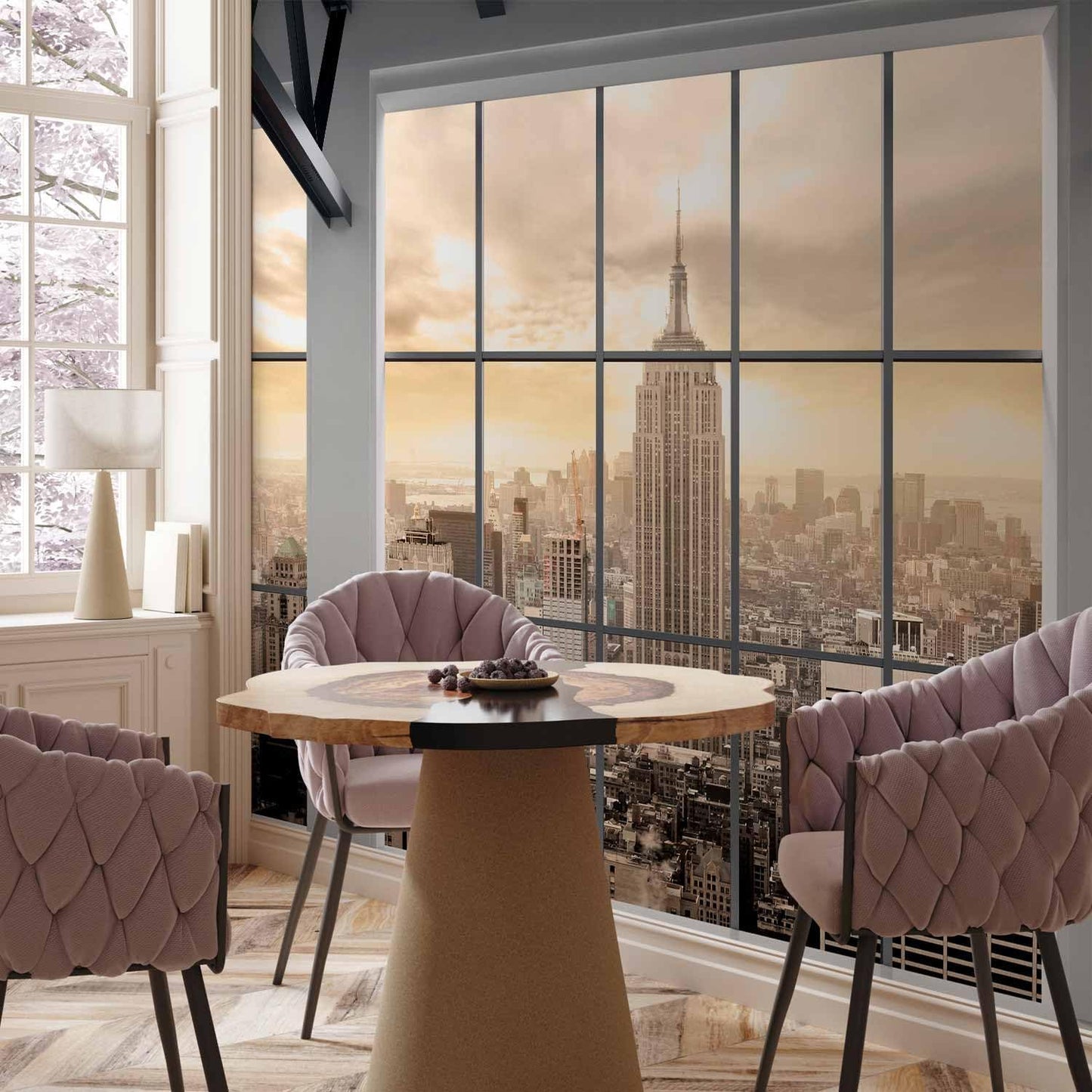 artgeist Wall Mural Peel and Stick New York City 212x98 in - XXL Self-Adhesive Corner Wallpaper Removable Large Sticker Foil Angle Wallpaper Wall Decor Print Window View Skyline Panorama c-A-0074-a-e