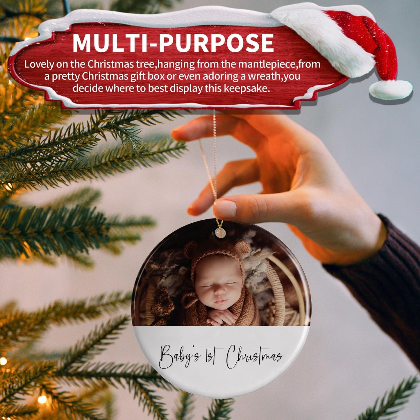 Personalized Christmas Ornaments 2025,Custom Ornaments with Photo Text,First Christmas Ornaments for Xmas Tree Decoration,Ornaments Keepsake Gift for Family