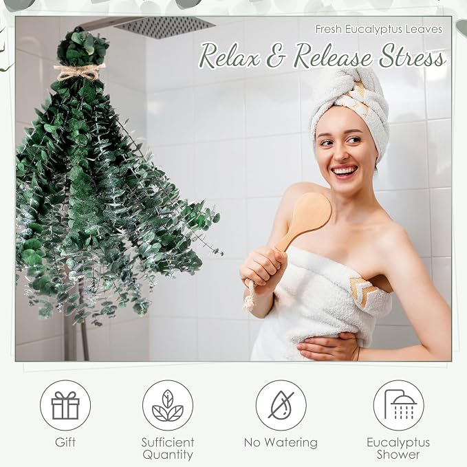 Knitgrip 180 Pcs Large Dried Eucalyptus Stems 17inch Natural Real Fresh Eucalyptus Branches for Shower Hanging Fresh Plant Greenery Leaves for Wedding Bathroom Vase Filler DIY Garland Decor