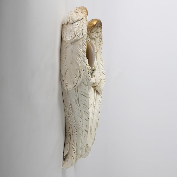 BC Home Décor Angel Wing Décor for Wall, Heart and Calla Decorations for Wedding, Guardian and Love sculpture for yourself, Angel Gift for Her, 11.75"H Handmade by Buildclassic
