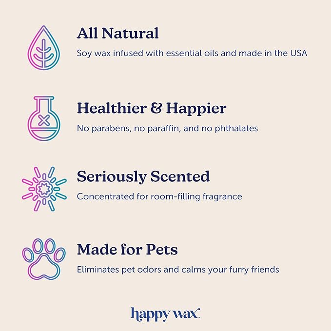 Happy Wax Bamboo & White Tea Scented Wax Melts for Cat Owners – Odor Eliminating, Calming, Pet-Safe, Non-Toxic, Dye-Free, Perfect for Use with Wax Warmers - 4 oz Pouch