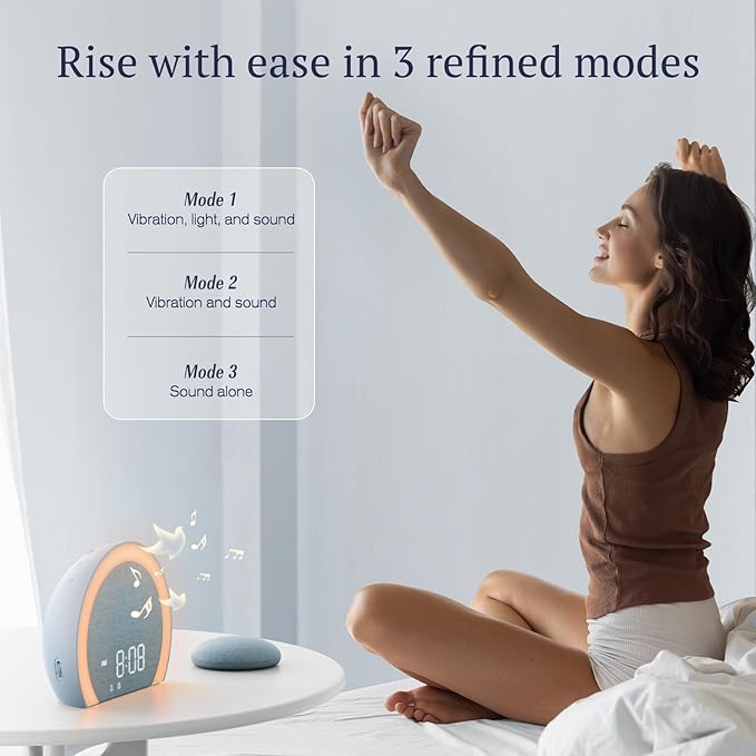 ANJANK Super Loud Alarm Clock with Wireless Bed Shaker, Vibrating Dual Alarm with Light Wake Up for Heavy Sleepers & Hearing Impaired, 9-Color Night Light, 5 Sounds, 0-100% Dimmer, USB Charger