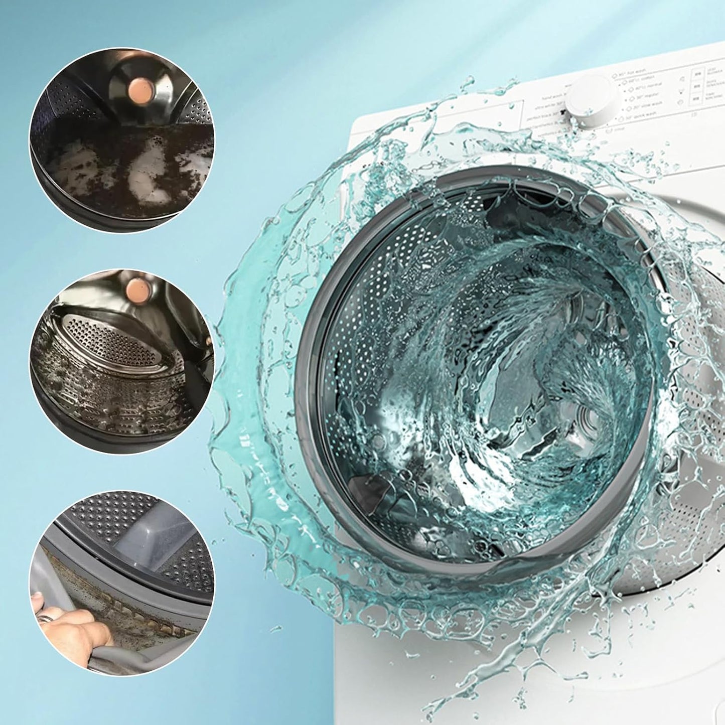 Washing Machine Cleaner Tablets 24 Pack -1 Year Supply for HE Front Loader & Top Load Washer,Septic Safe Washer Machine Cleaner Tablets, Deep Clean,Eco-Friendly Deodorizer