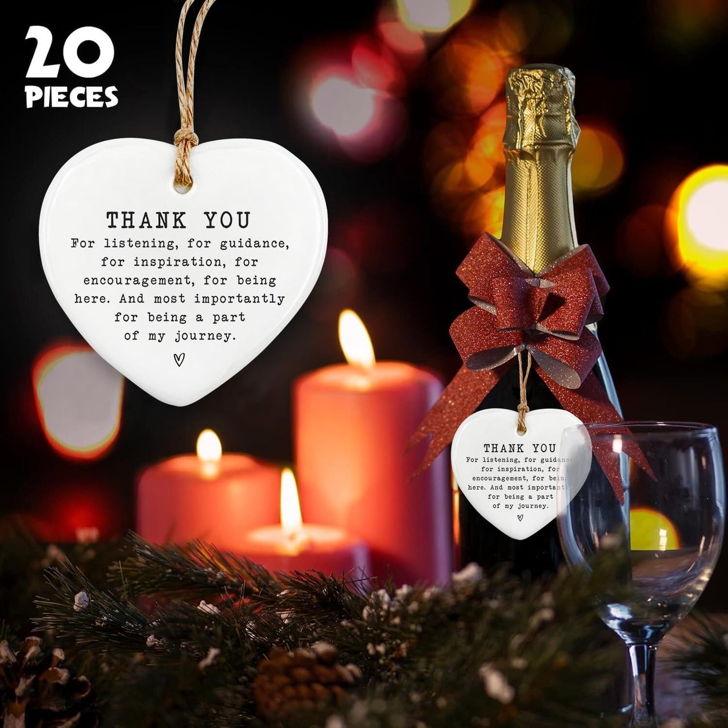 Thank You Appreciation Gifts for Women Men - 10 Pcs for Coworkers, Teacher, Friend, Boss - Leaving Job, Goodbye Farewell Grateful Decoration Heart Shape Keepsake