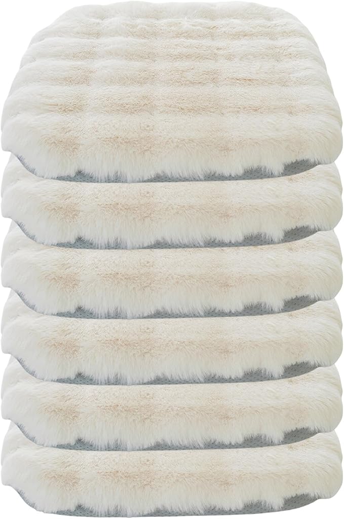 Lifup 6 Pack Square Chair Pads Memory Foam Seat Cushion Soft Cozy Plush Non Slip Thick Pad with Ties and Removable Cover for Dining Room, Office White 18 x 18 Inch