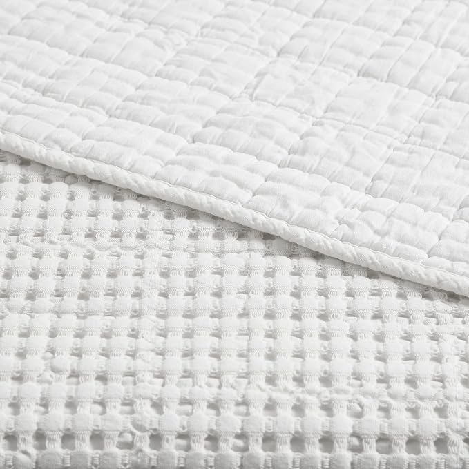 Levtex Home - Mills Waffle - Throw - Bright White Cotton Waffle - Throw Size 50 x 60in.