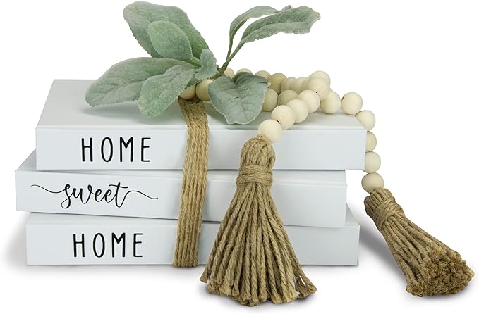 White Decorative Faux Books for Farmhouse & Living Room Decor - Coffee Table & Shelf Accent, Home Sweet Home