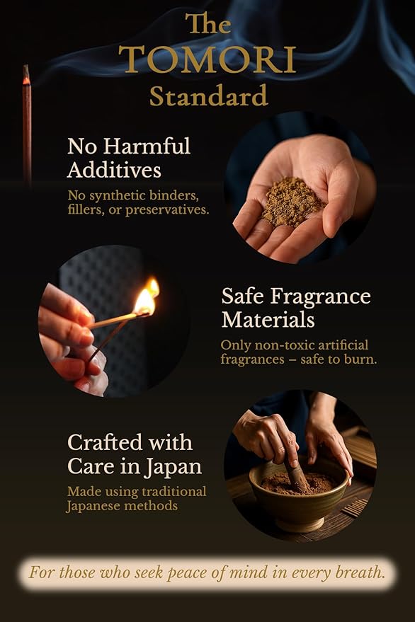 Agarwood Premium Japanese Incense Sticks 60sticks Coreless Low Smoke Natural Charcoal Free Non Toxic Temple Kyoto Aroma Aromatherapy Meditation Calming Stress Relief Relaxation Yoga Zen TOMORI