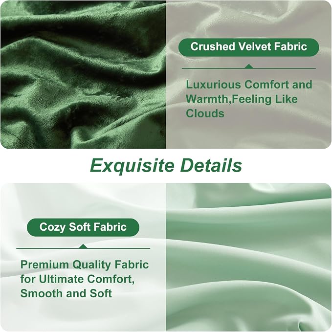 Ivellow King Comforter Set 7 Pieces Bed in a Bag Crushed Velvet Comforter Set Flannel King Green Comforter Ultra Soft Breathable Luxury Soft Warm Winter Bedding Set with Sheets, Pillowcases & Shams