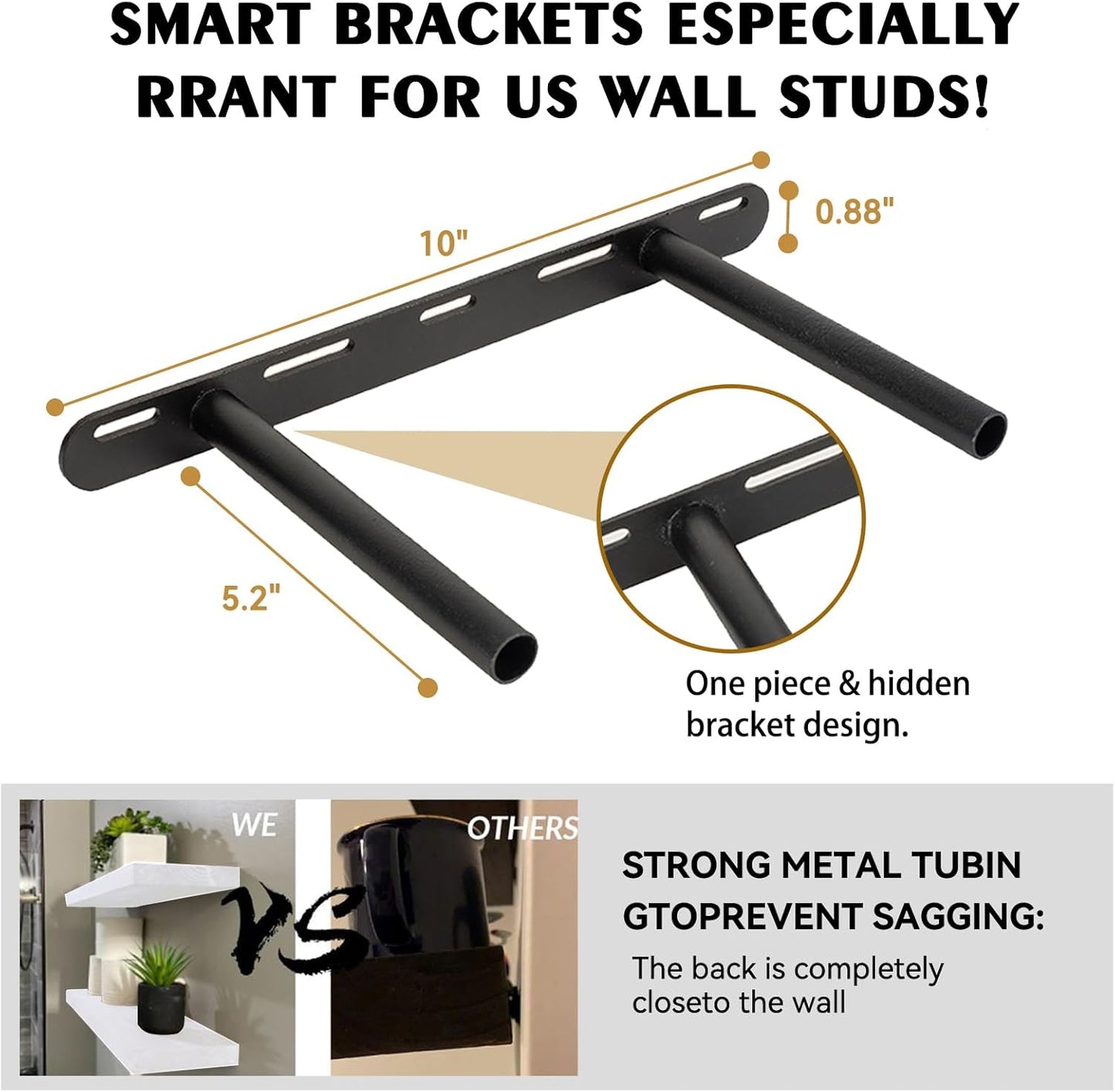 BGMG Wood Floating Shelves 16 inch Set of 2, Rustic Wooden Wall Mount Shelves for Bathroom Living Room Bedroom Kitchen Farmhouse -16x 6.7 x1.25 inch- White