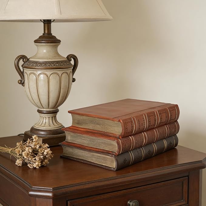 Guichifun Decorative Books Home Decor Accents - Resin Retro Classical Fake Books Faux Books Decoration Gifts for Men Coffee Table Shelf Decor for Living Room Decor 7.8 * 4.7 * 11 Inch