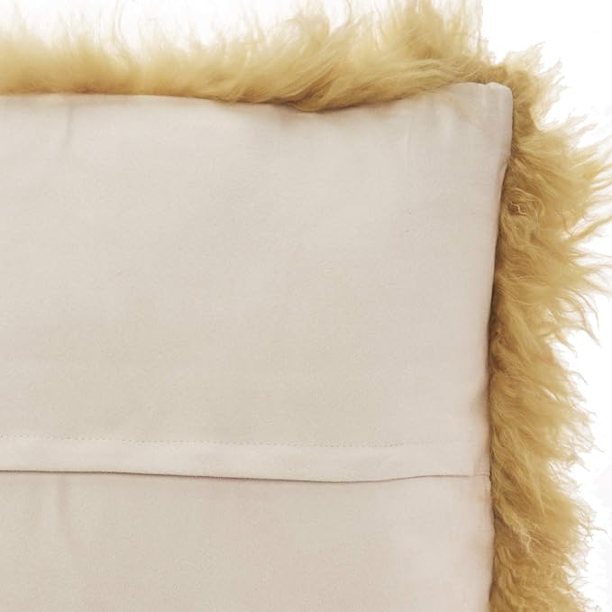 SARO LIFESTYLE Mongolian Lamb Fur Poly Filled Throw Pillow