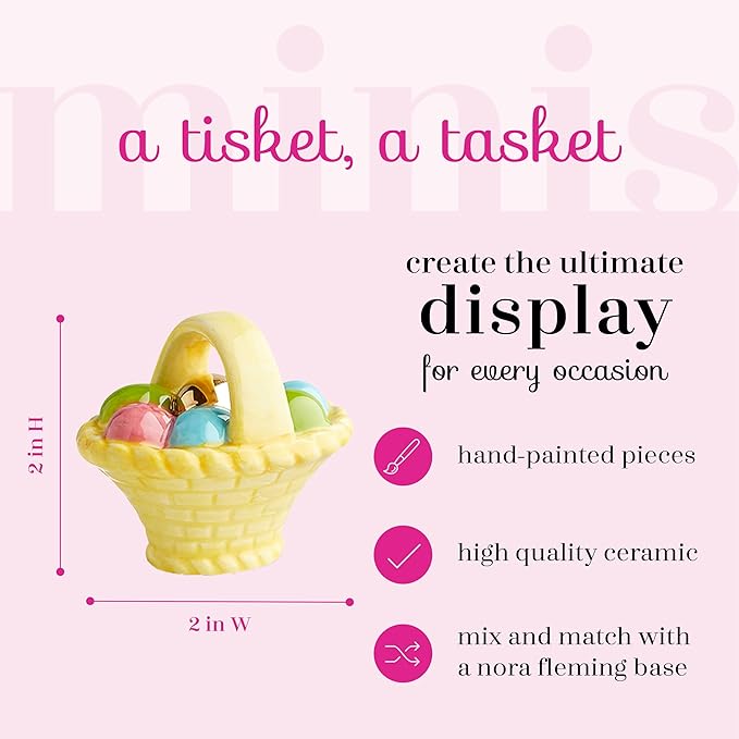 Nora Fleming A Tisket, A Tasket (Basket with Eggs) A214 - Hand-Painted Ceramic Holiday Décor - Spring Minis for The Home and Office