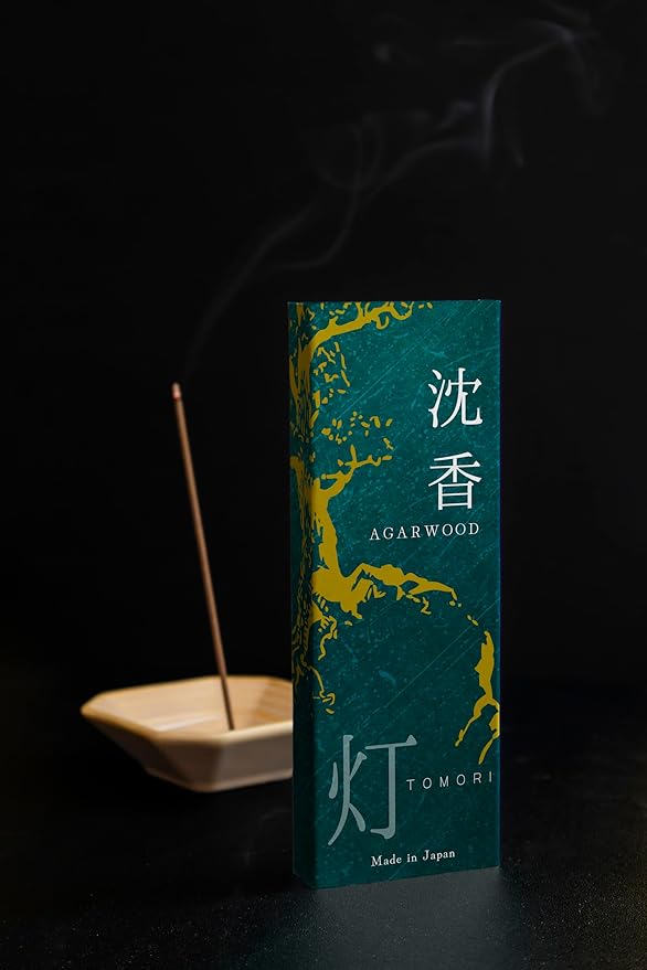 Agarwood Premium Japanese Incense Sticks 60sticks Coreless Low Smoke Natural Charcoal Free Non Toxic Temple Kyoto Aroma Aromatherapy Meditation Calming Stress Relief Relaxation Yoga Zen TOMORI