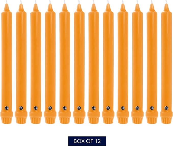 Colonial Candle Unscented Taper Candle, Classic Collection, Caramel, 12 in, Pack of 12 - Up to 10 Hours Burn