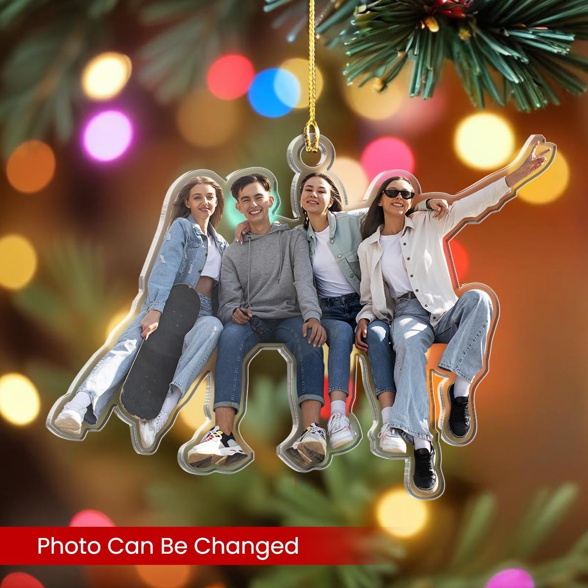 Personalized Custom Photo Ornament, Acrylic Christmas Keepsake, Hanging Decor for Boys, Girls, Men, Women