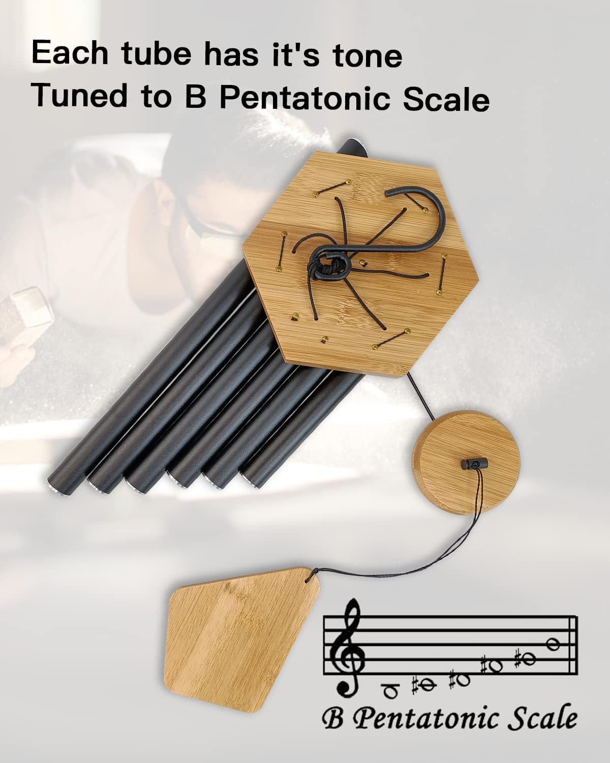 Wind Chimes Outdoor Deep Tone, 30 Inches Wind Chimes Outdoor, Memorial Wind Chimes with Hook as Gifts for Mother's Day/Housewarming/Christmas, Patio, Garden, Yard, Home Décor. Black