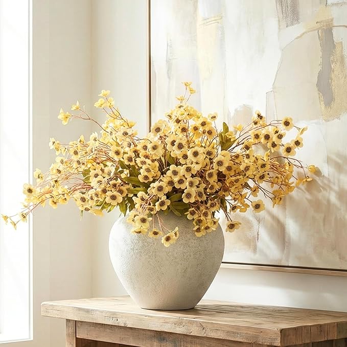 24pcs Faux Yellow Spring flowers With Stems, 23" Realistic Wildflowers Artificial Long Floral for Home Office Decor, Spring Table Centerpiece, Yellow Flowers Arrangements, Modern Farmhouse Decor