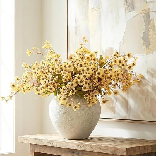 24pcs Faux Yellow Spring flowers With Stems, 23" Realistic Wildflowers Artificial Long Floral for Home Office Decor, Spring Table Centerpiece, Yellow Flowers Arrangements, Modern Farmhouse Decor