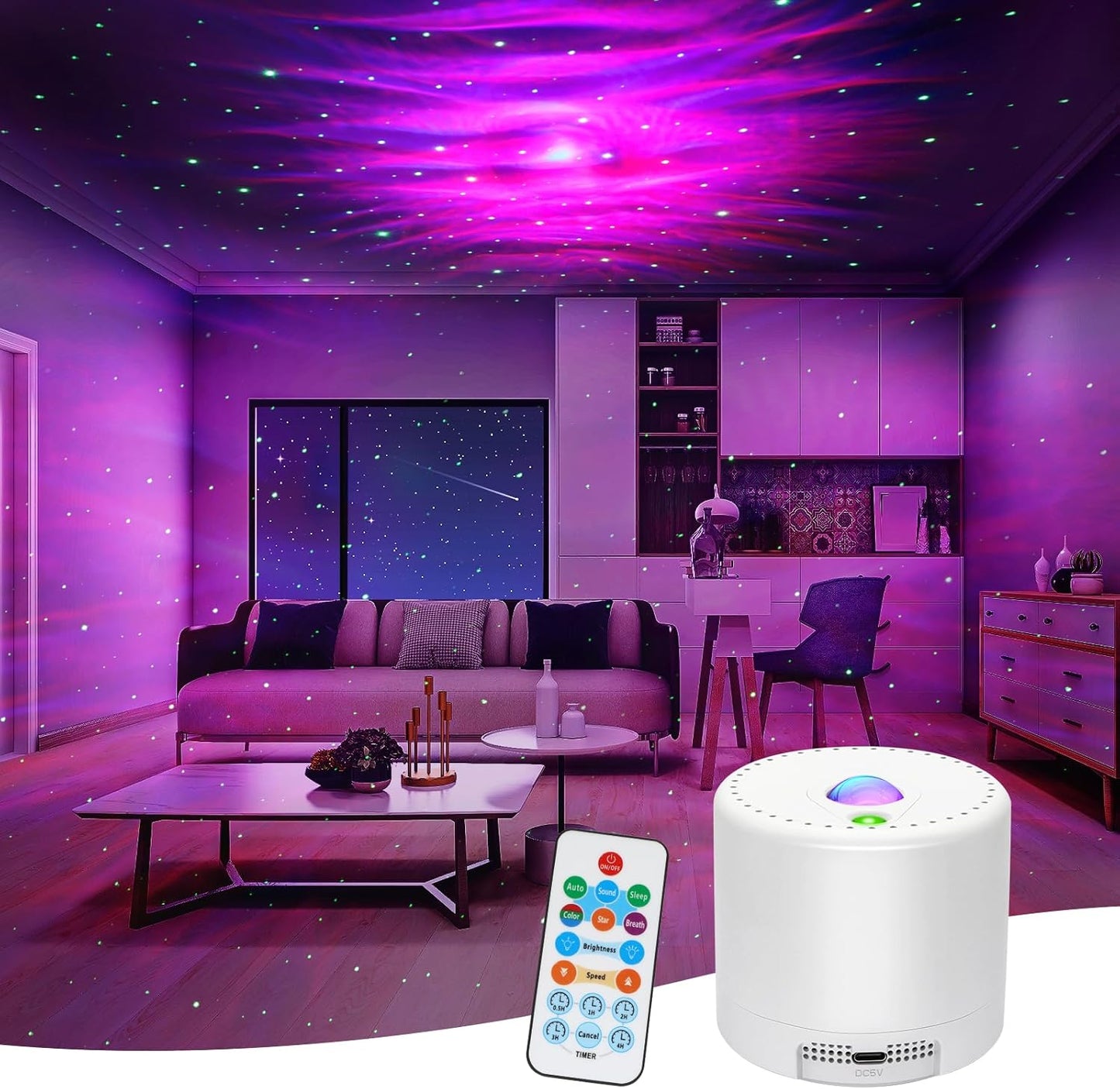 Galaxy Projector, Star Projector with Timer and Remote Control, Adjustable Color, Brightness, and Movement Speed, for Adults, Bedrooms, and Living Rooms Night Light Projector.